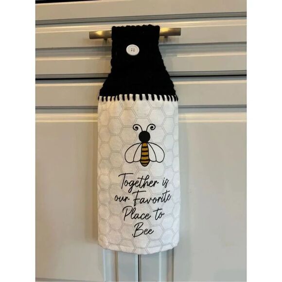 Crochet Top Kitchen Towel-Together is our favorite place to be - Picture 1 of 2